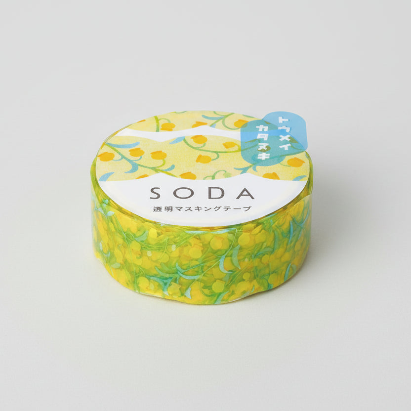 SODA transparent 0.6" shaped masking tape in Sandersonia color by KING JIM with decorative floral design