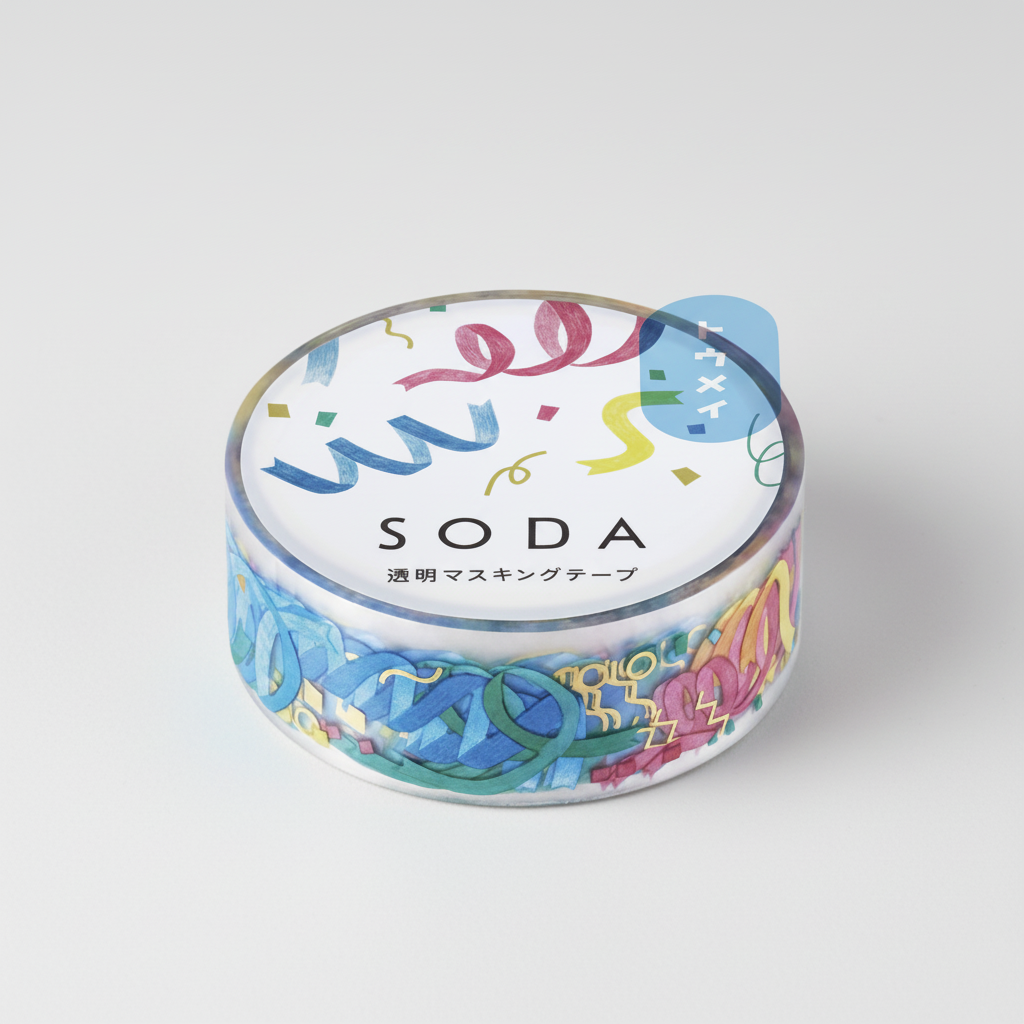 Metallic design transparent masking tape in party colors, 0.6 inches wide by KING JIM