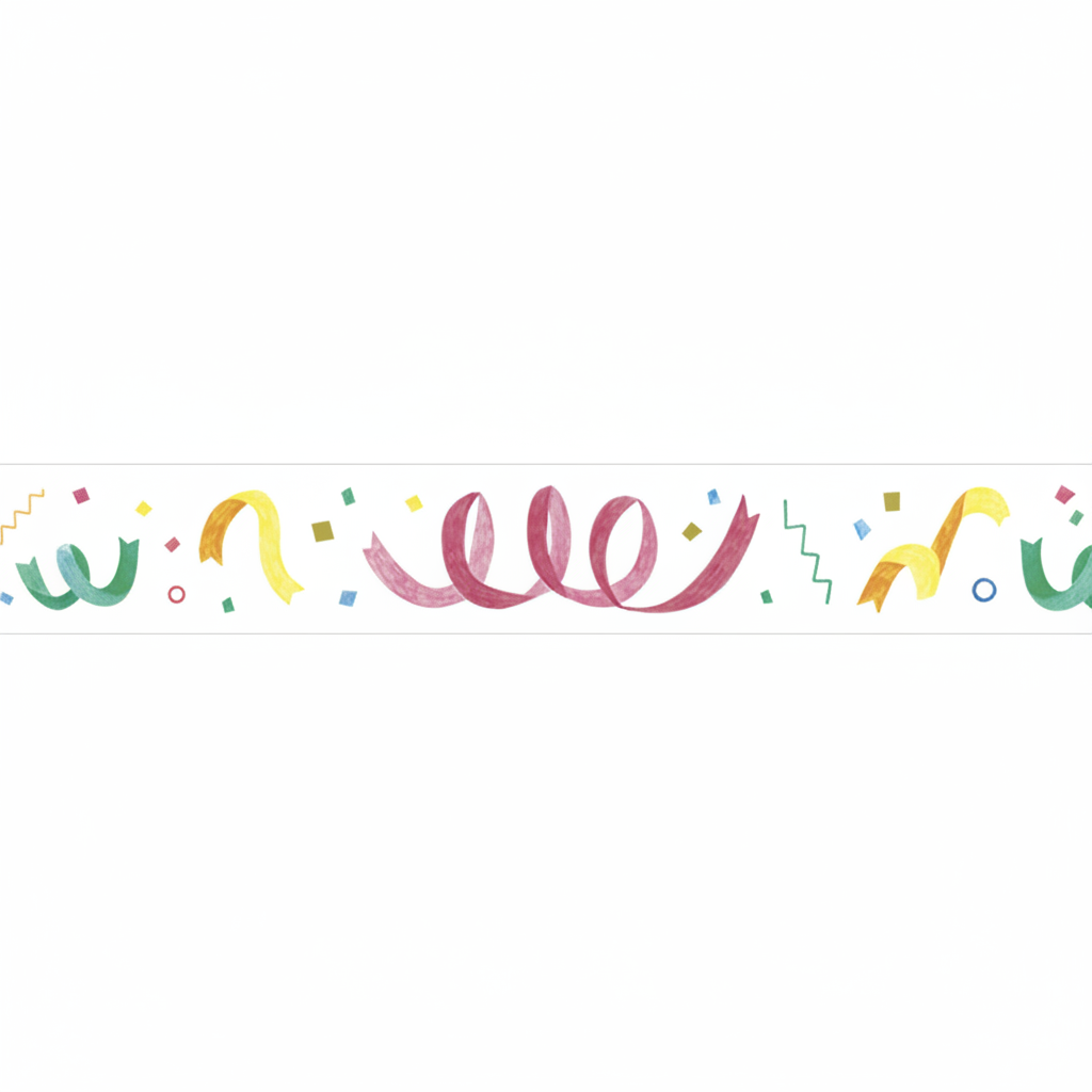 0.6 inch metallic design transparent masking tape in vibrant party colors by KING JIM