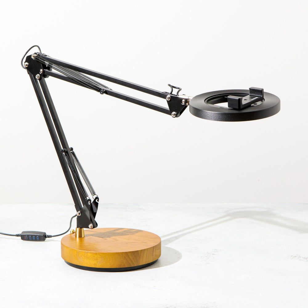 Black Canvas Lamp with Weighted Wooden Base