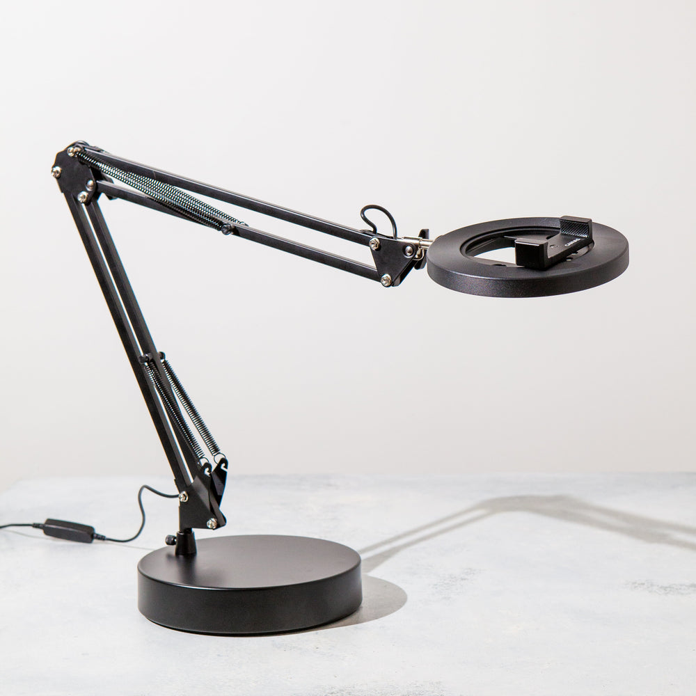Black Canvas Lamp with Matte Metal Base
