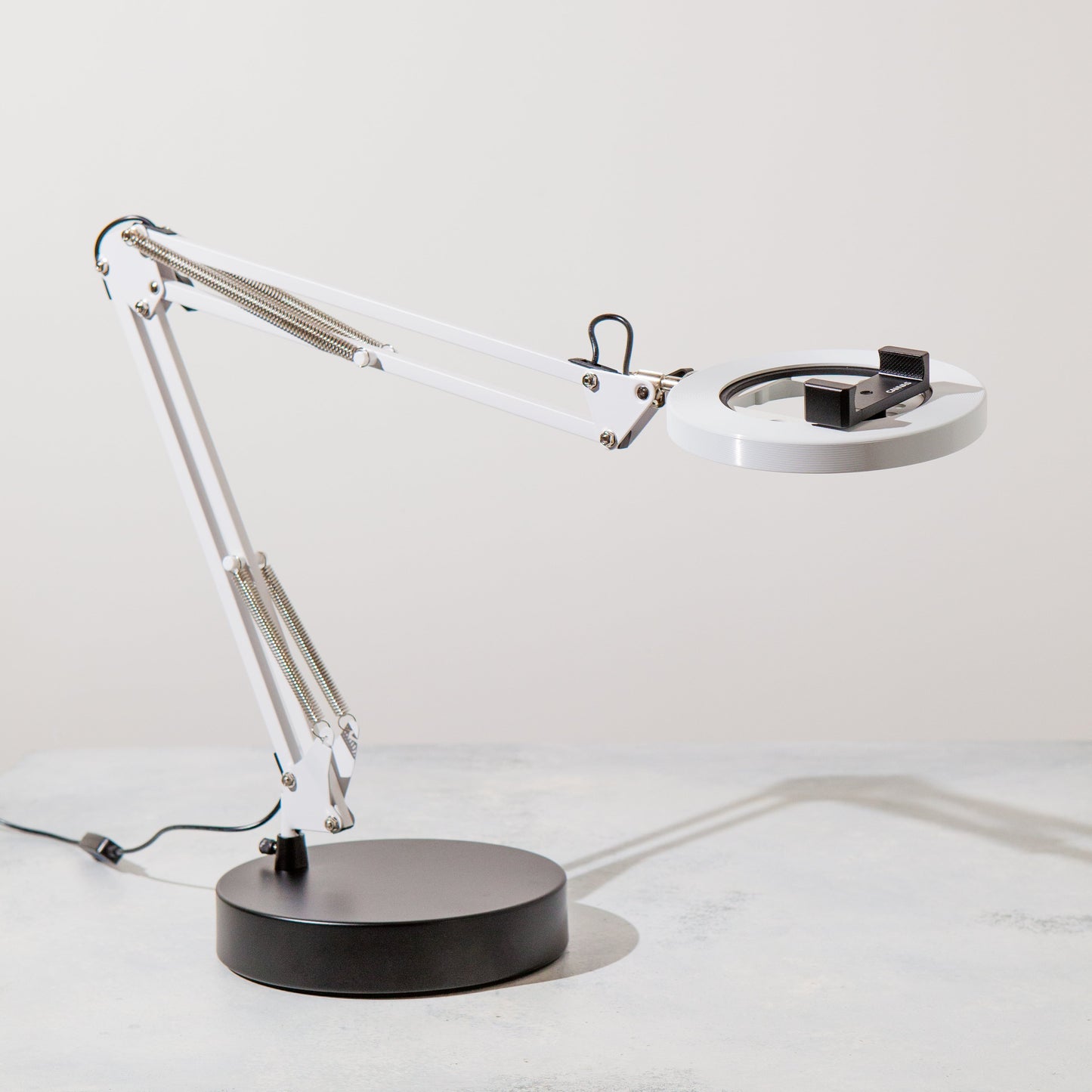White Canvas Lamp with Matte Metal Base