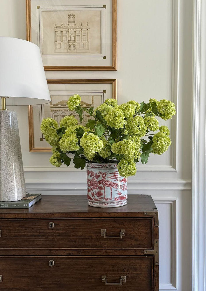 Faux Flowers Snowball Flower Stem in Green, 43.5"