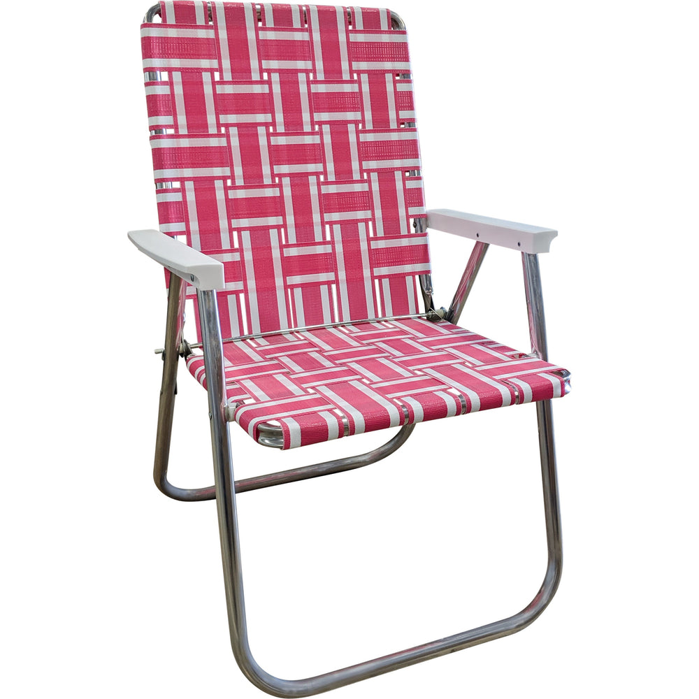 Pink and White Stripe Classic Lawn Chair