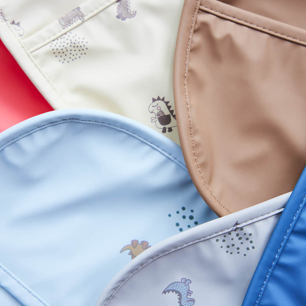 Dino Bib Set in Clay and Blue