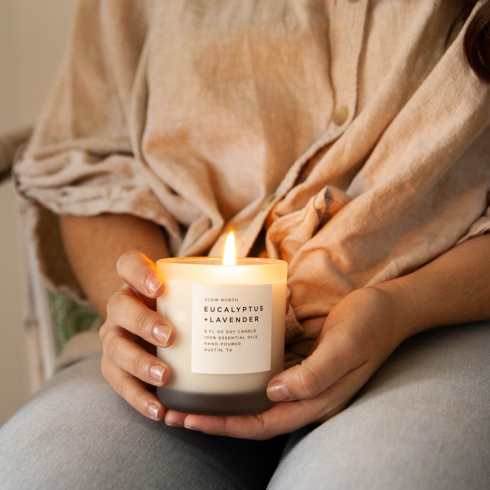 
                      
                        Eucalyptus + Lavender Frosted Candle, 8 oz
                      
                    
