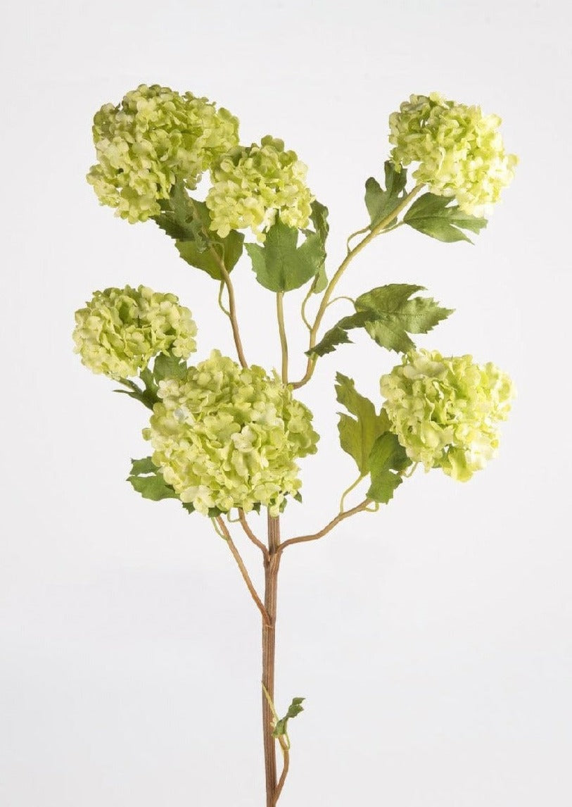 Faux Flowers Snowball Flower Stem in Green, 43.5"
