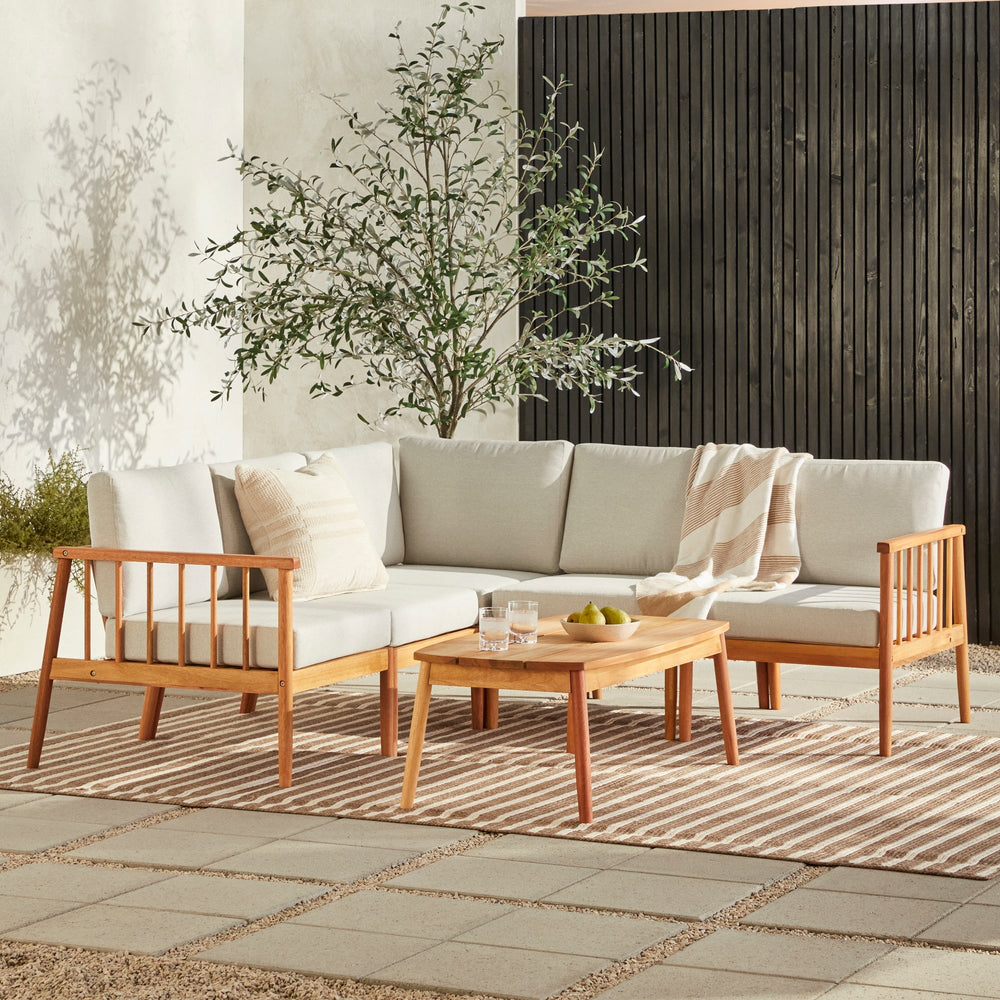 
                      
                        Circa Modern 6-Piece Spindle Solid Wood Outdoor Sectional and Coffee Table
                      
                    