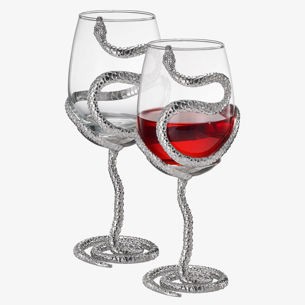 
                      
                        Silver Stemmed Snake Wine Glass, Set of 2 - 19oz
                      
                    
