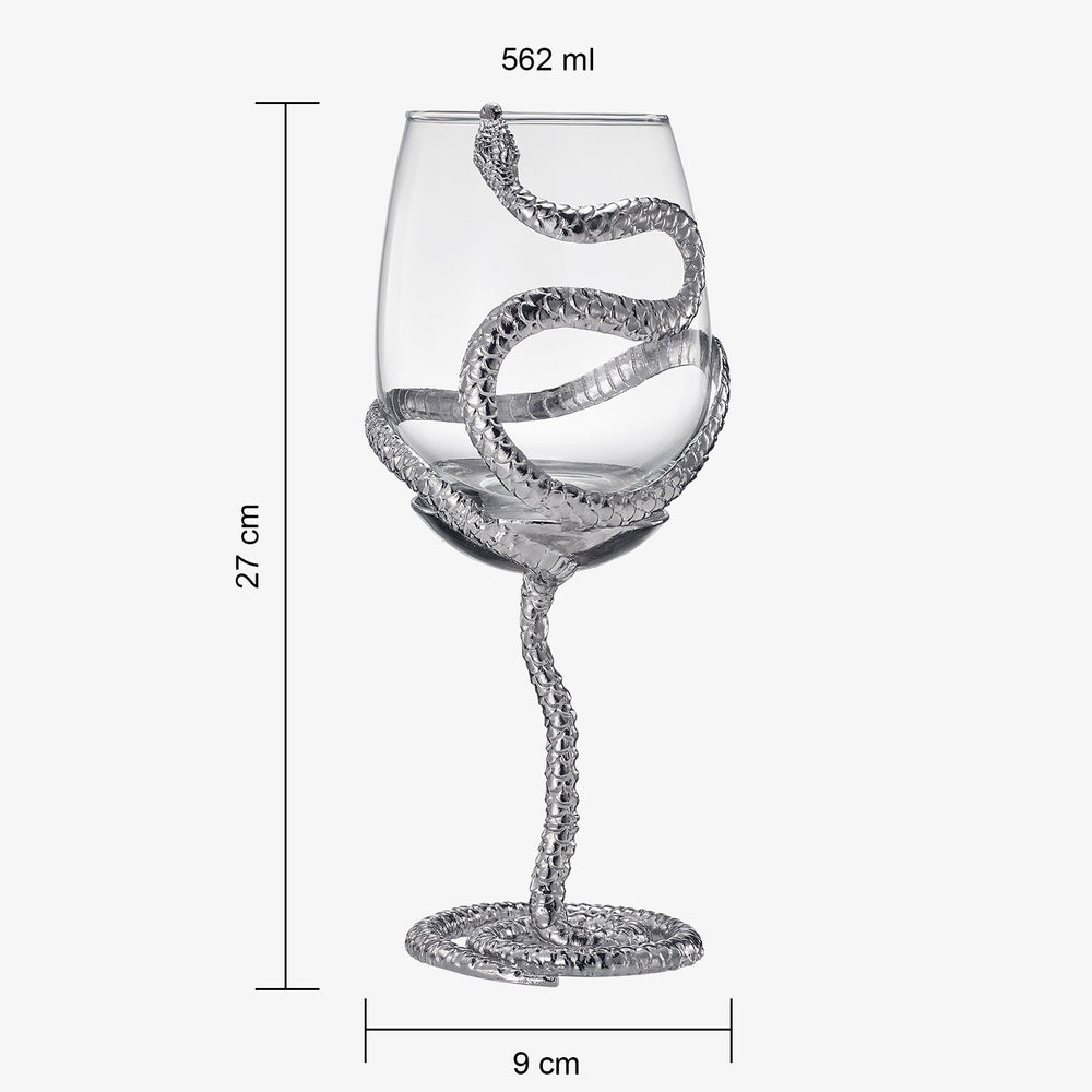 
                      
                        Silver Stemmed Snake Wine Glass, Set of 2 - 19oz
                      
                    