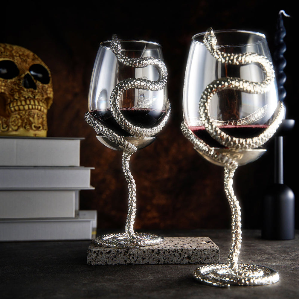 
                      
                        Silver Stemmed Snake Wine Glass, Set of 2 - 19oz
                      
                    