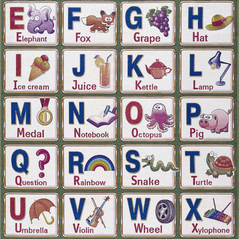 Osric Colorful Alphabet Washable Kids Rug