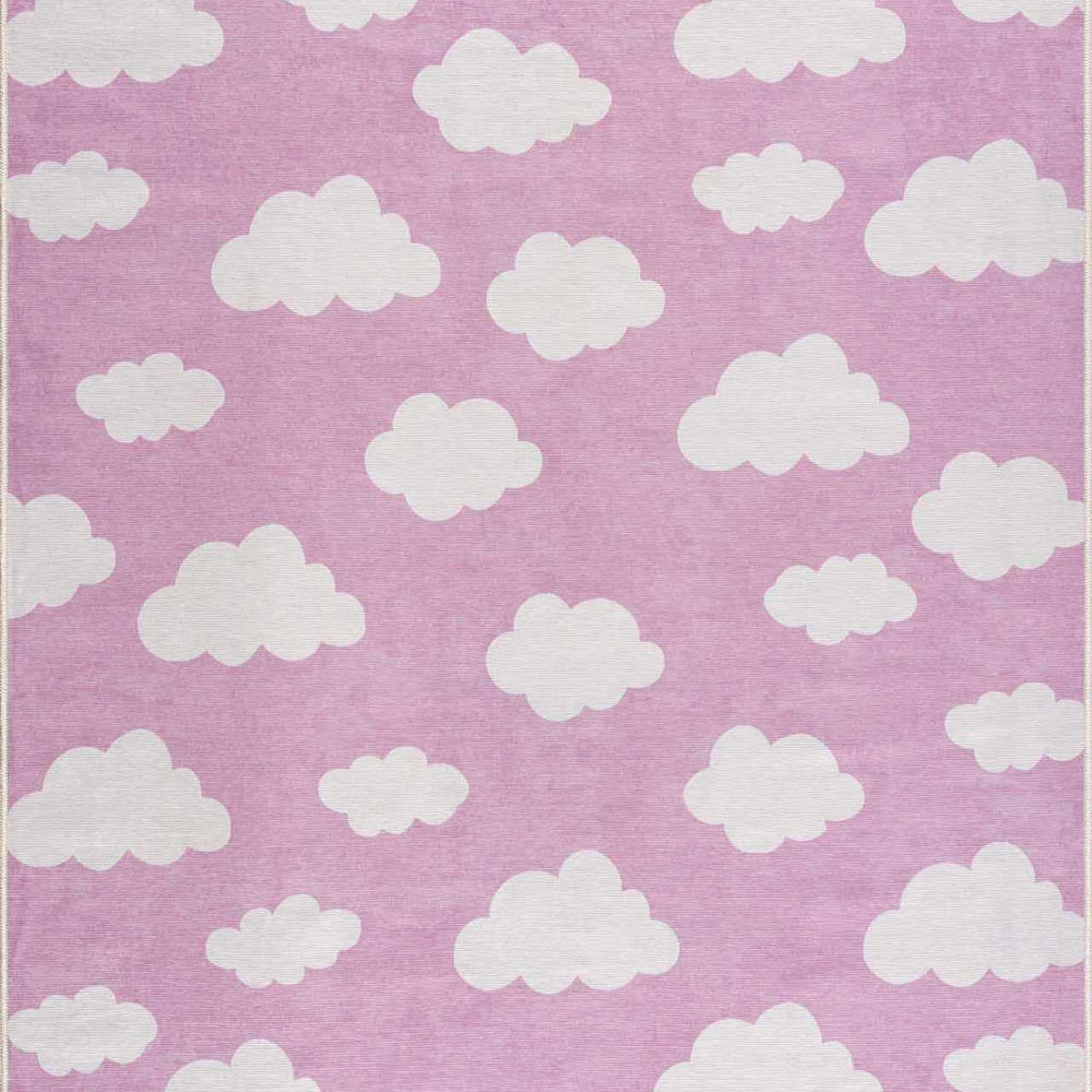 Nizar Pink Cloud Washable Kids Rug