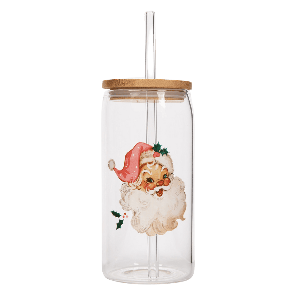 Vintage Santa Can Glass, 17 oz