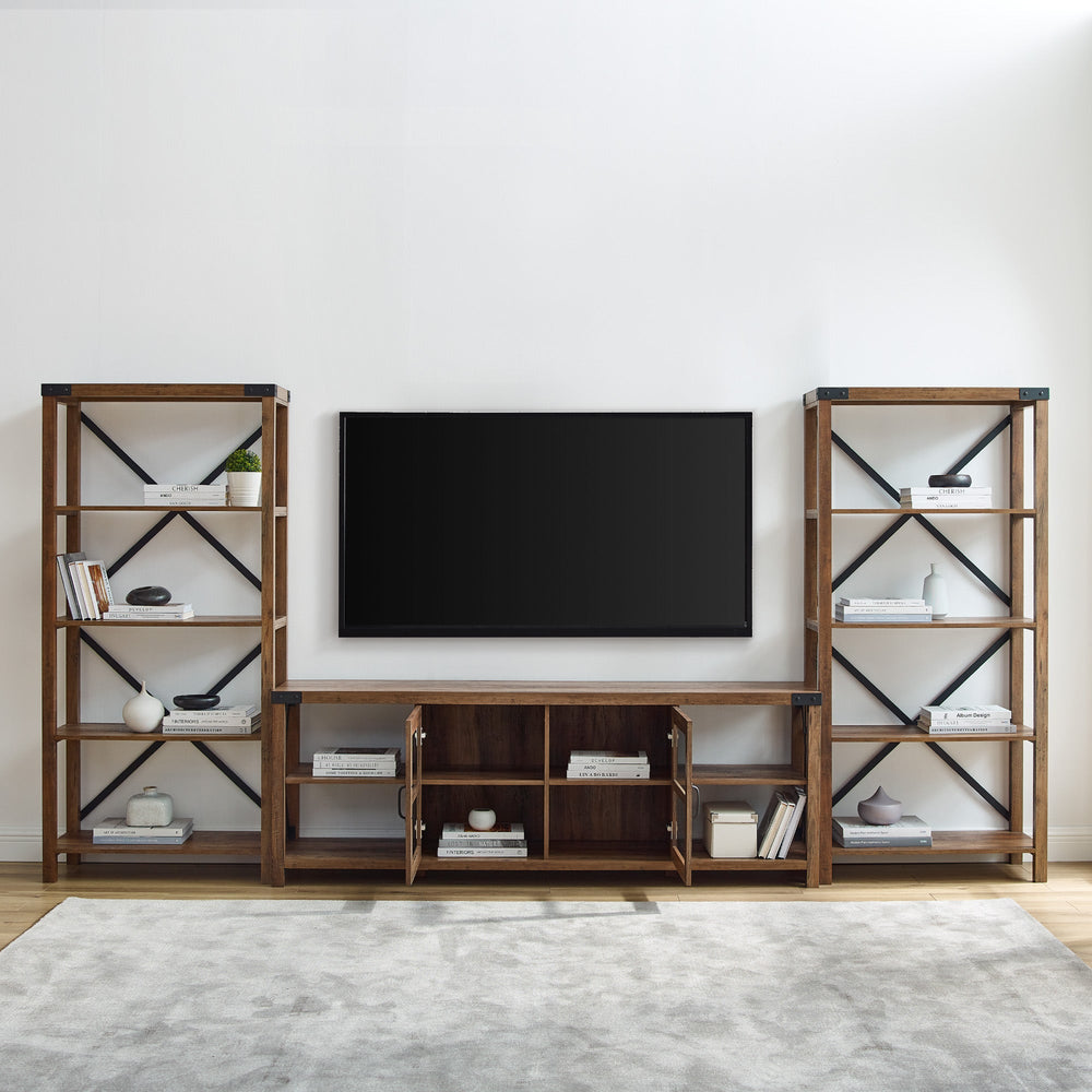 
                      
                        Metal X Accent Wall with 70" Glass Door TV Console
                      
                    