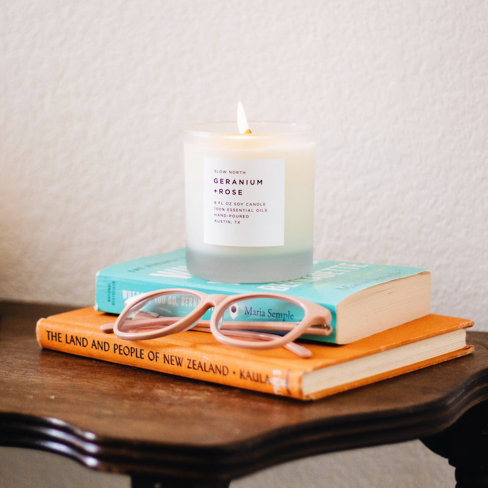
                      
                        Geranium + Rose Frosted Candle, 8 oz
                      
                    