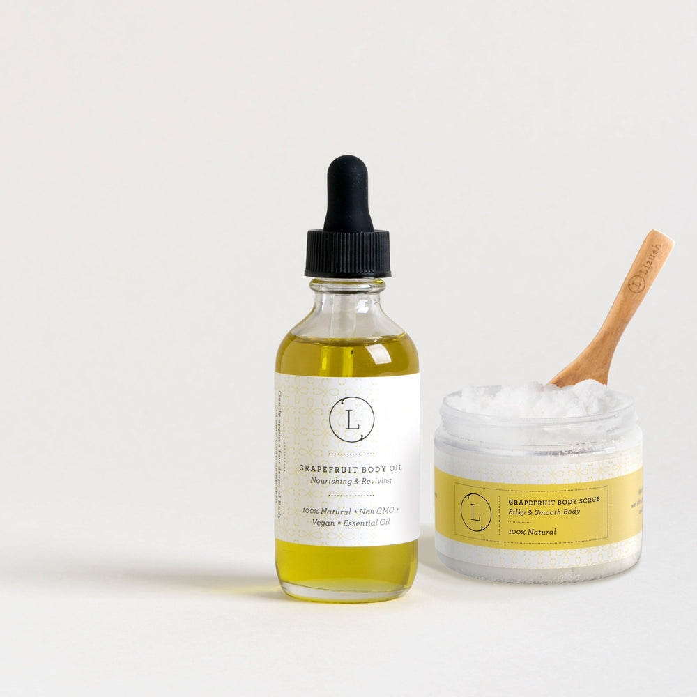 Body Oil and Body Salt Scrub Set, Grapefruit