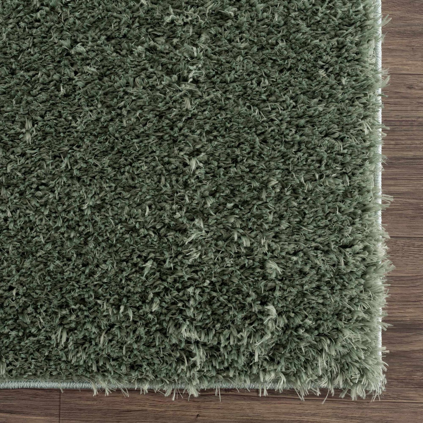 Faina Solid Green Washable Shag Rug