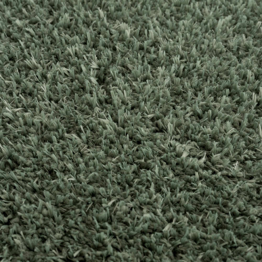 Faina Solid Green Washable Shag Rug