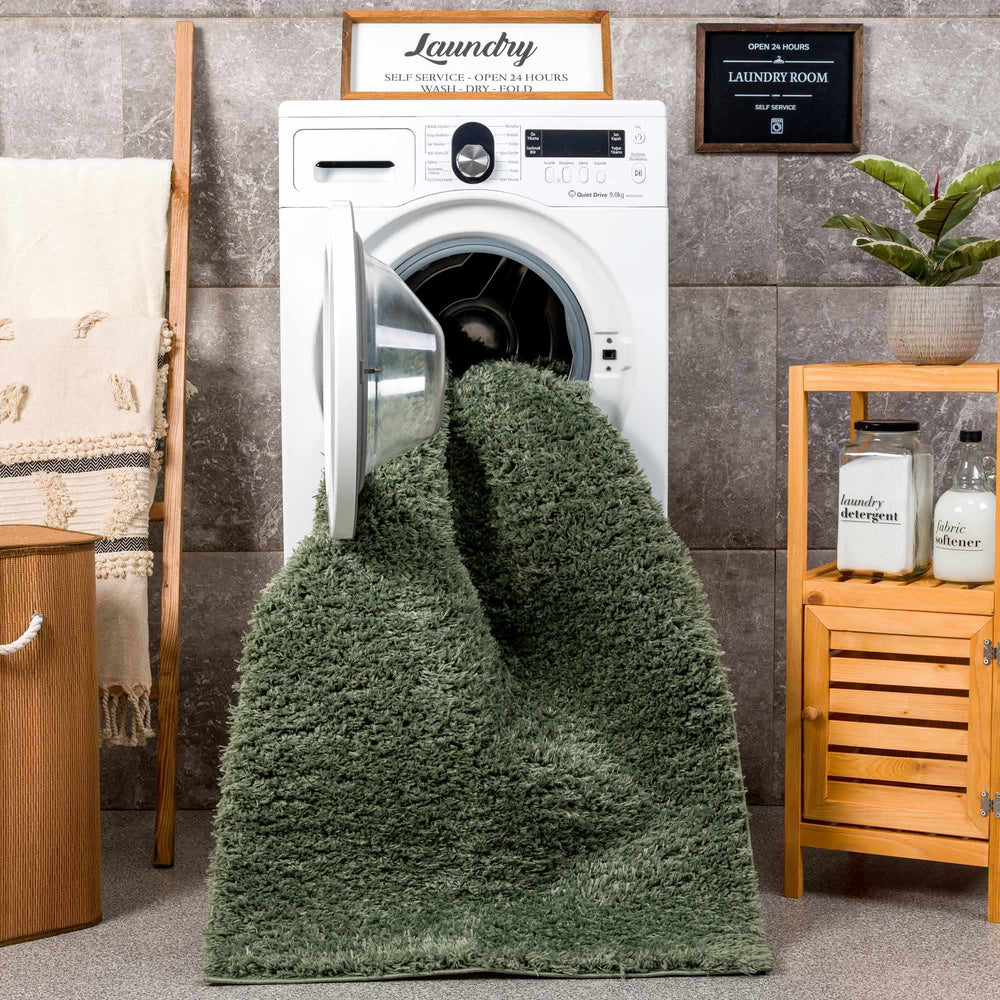 
                      
                        Faina Solid Green Washable Shag Rug
                      
                    