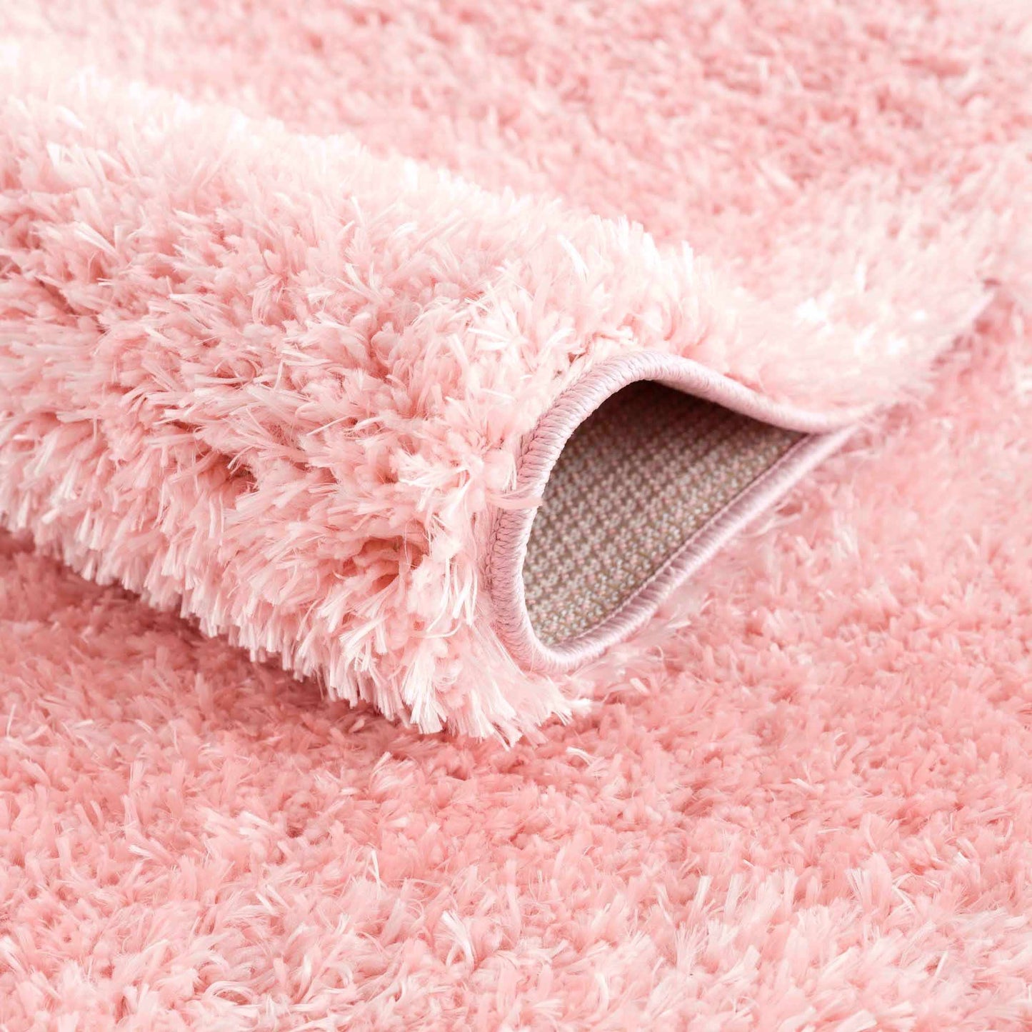 Faina Solid Pink Washable Shag Rug