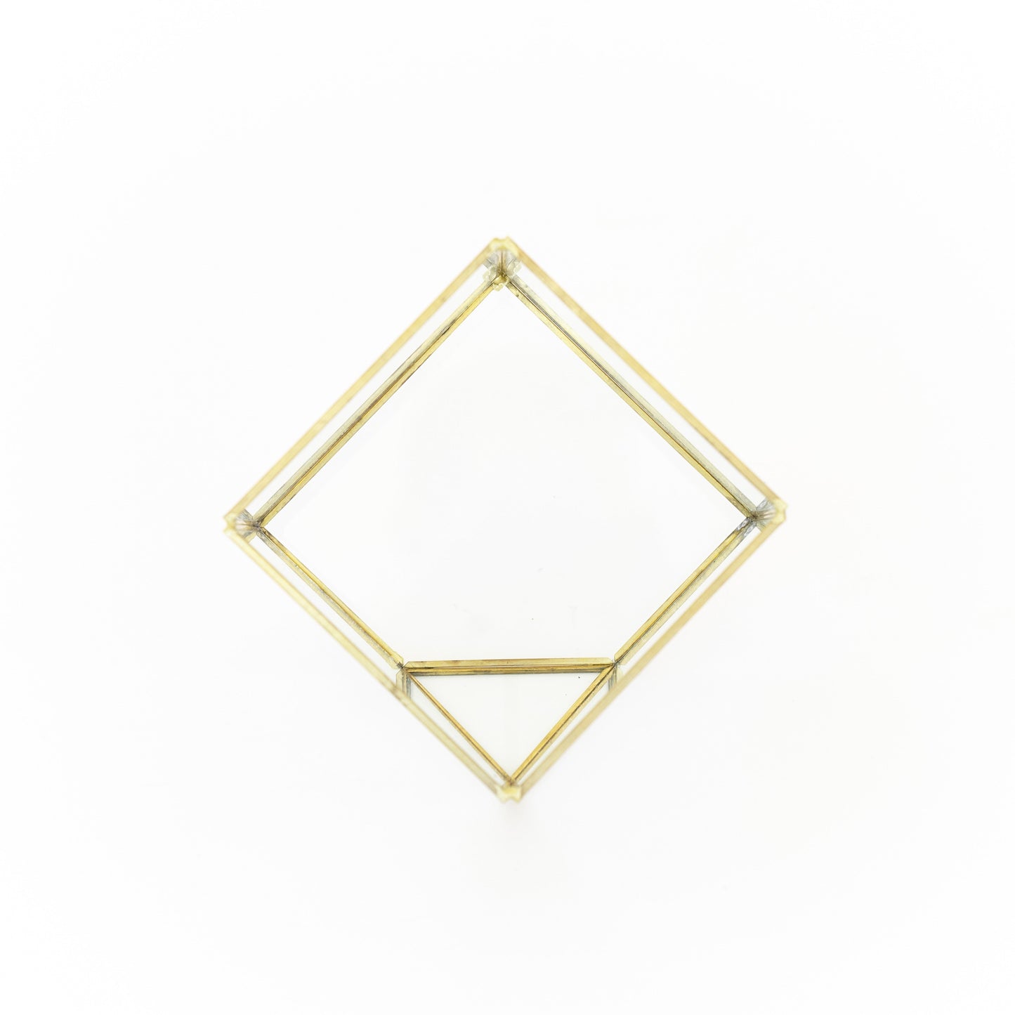 Heptahedron Geometric Glass Terrarium with Gold Metallic Finish for Air Plants
