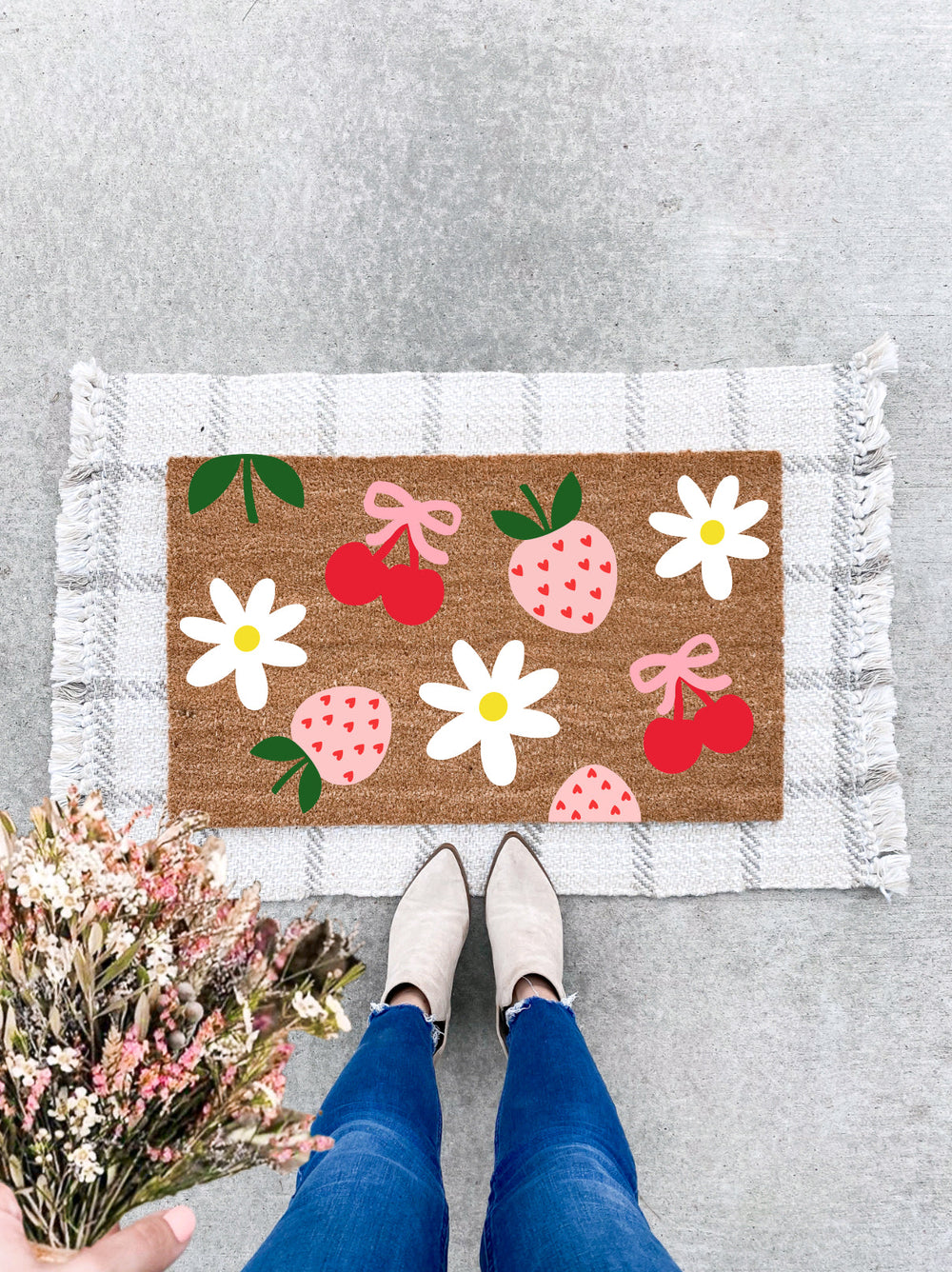 Cherry, Daisy & Berry Pattern Doormat