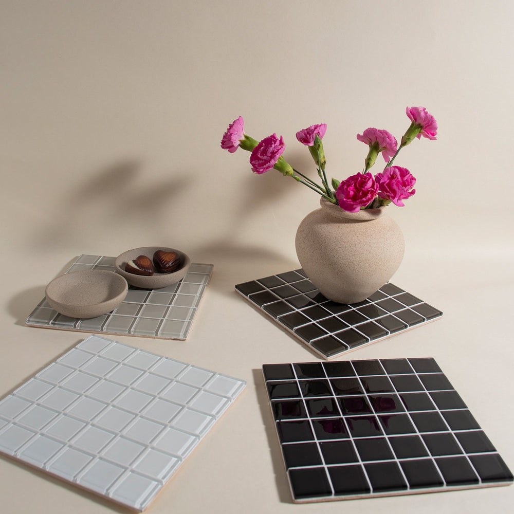 
                      
                        Glass Tile Decorative Tray - Beige Canvas
                      
                    