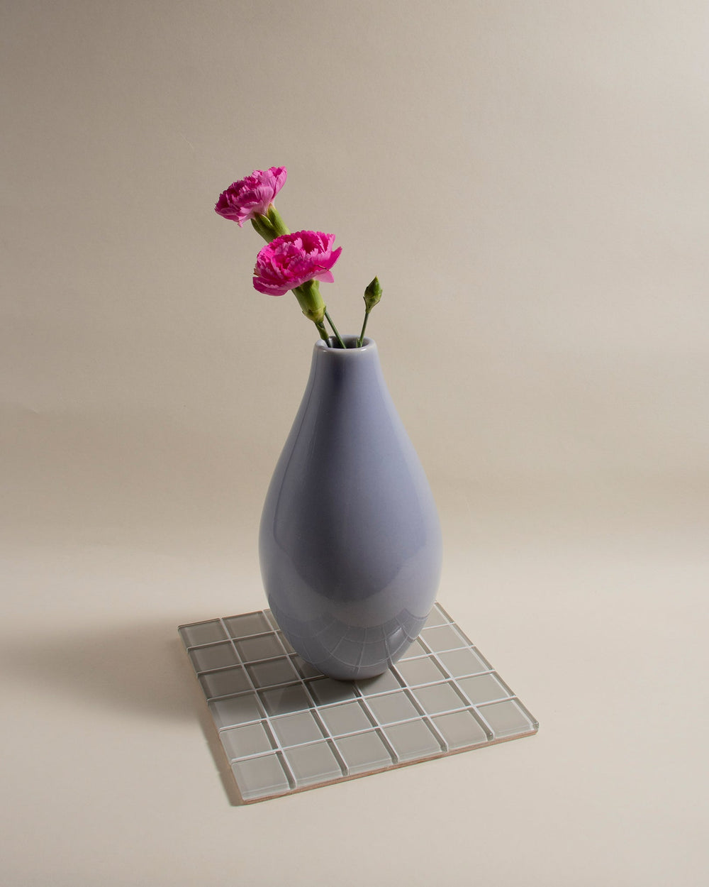 Glass Tile Decorative Tray - Beige Canvas