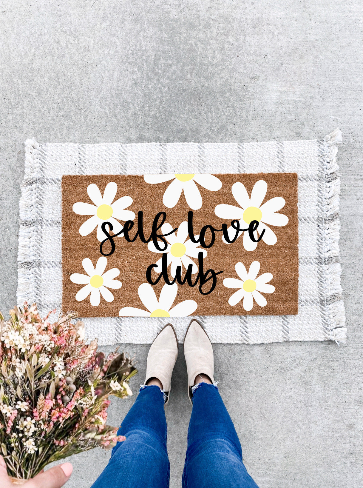 Self Love Club Doormat | Daisies
