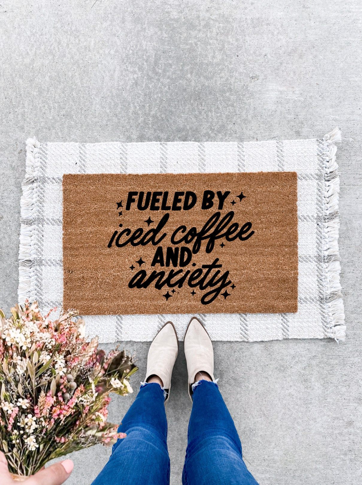 Fueled By Iced Coffee & Anxiety Doormat