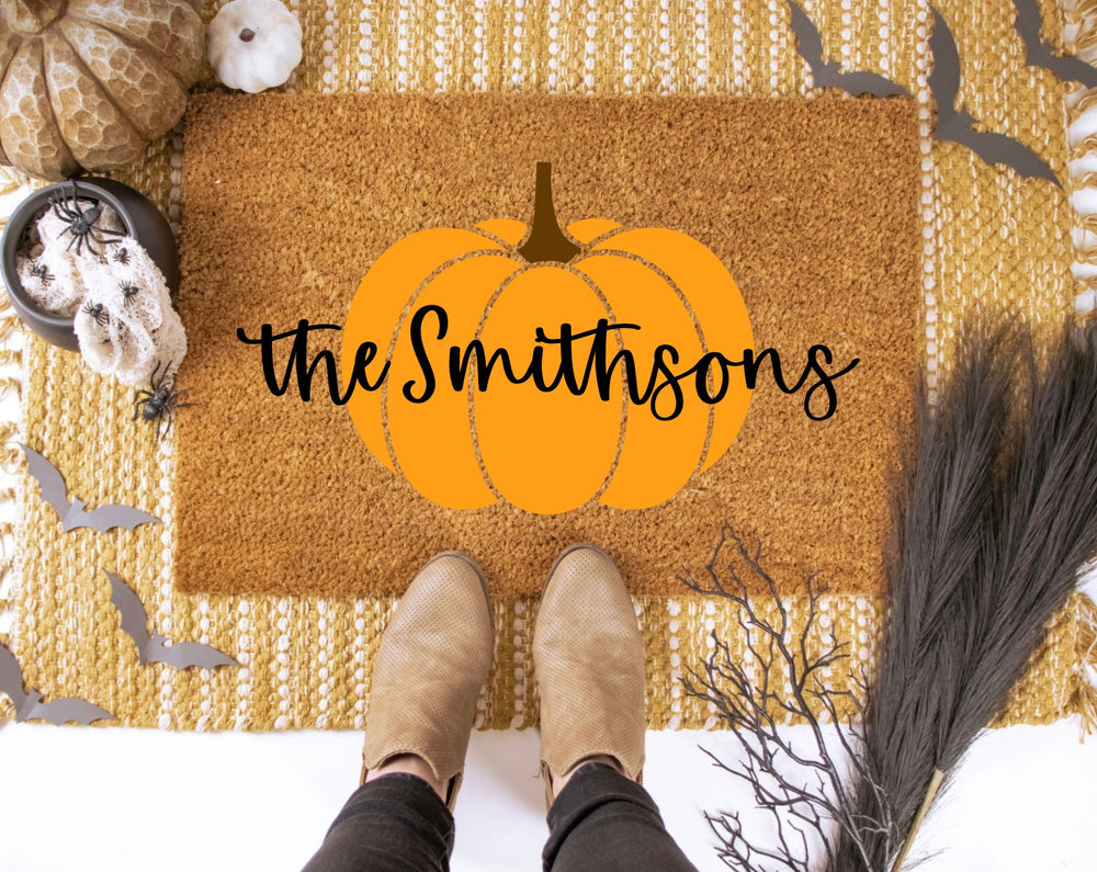 Pumpkin Family Name Doormat