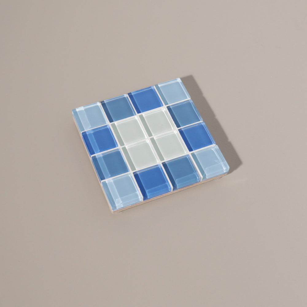 Glass Tile Coaster - Through A Window - Blue Gradient