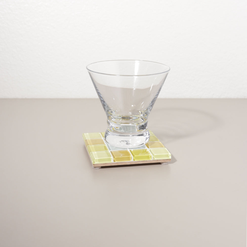 Glass Tile Coaster - Through A Window - Yellow Gradient