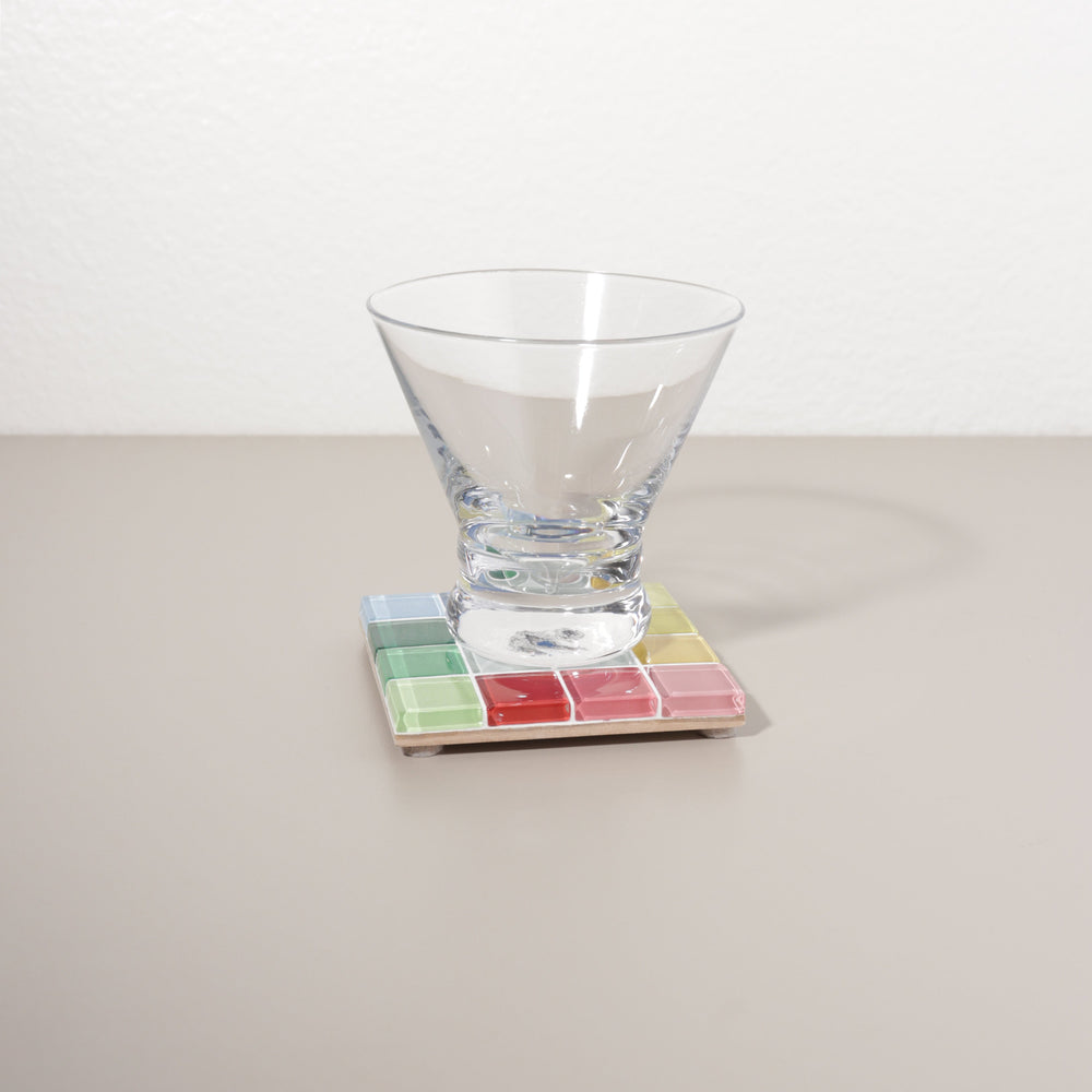 Glass Tile Coaster - Through A Window - Rainbow