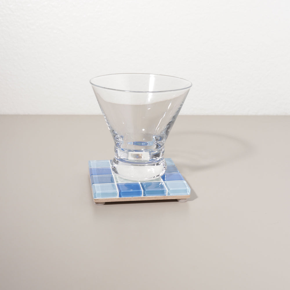 Glass Tile Coaster - Through A Window - Blue Gradient