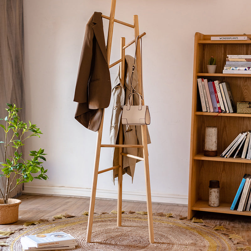 Solid Ash Wood Entryway Coat Rack