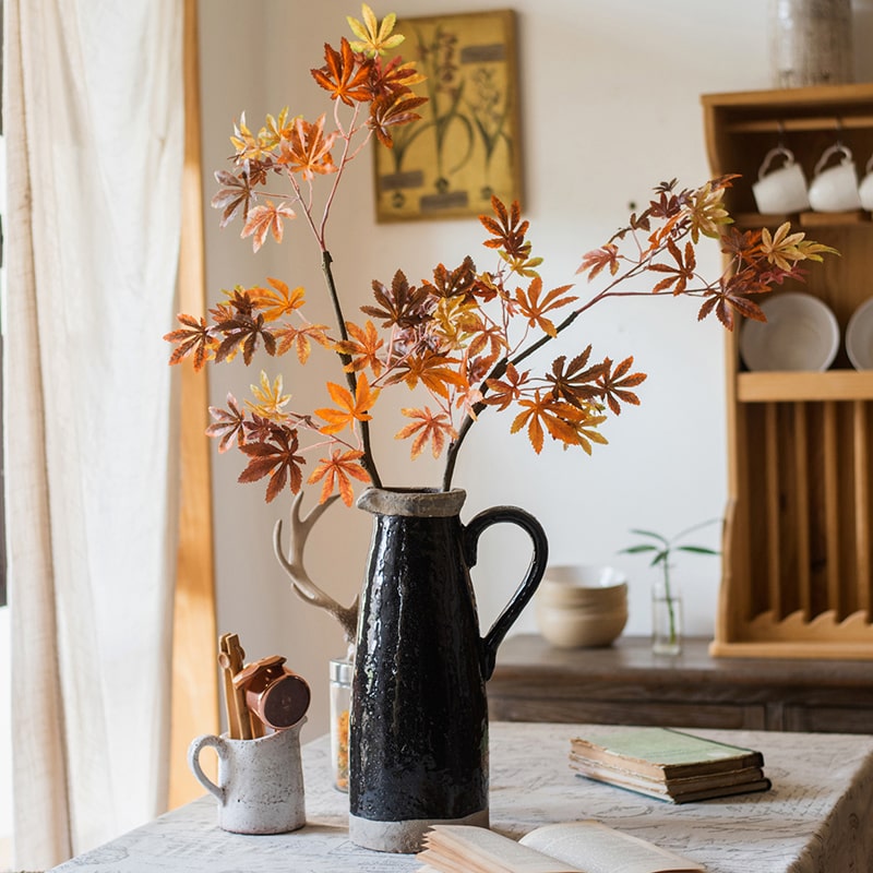 Artificial Fall Color Faux Maple Leaf Stem