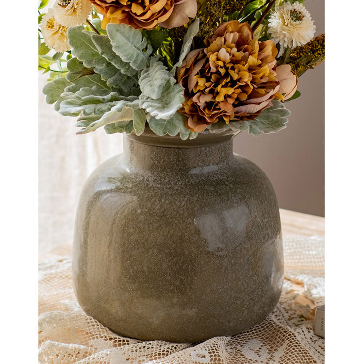 
                      
                        Dark Green Matte Textured Glass Vase
                      
                    