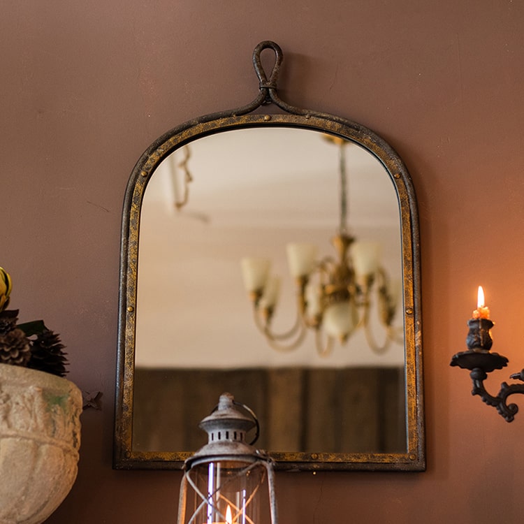 
                      
                        Antique Style Dark Iron Mirror
                      
                    