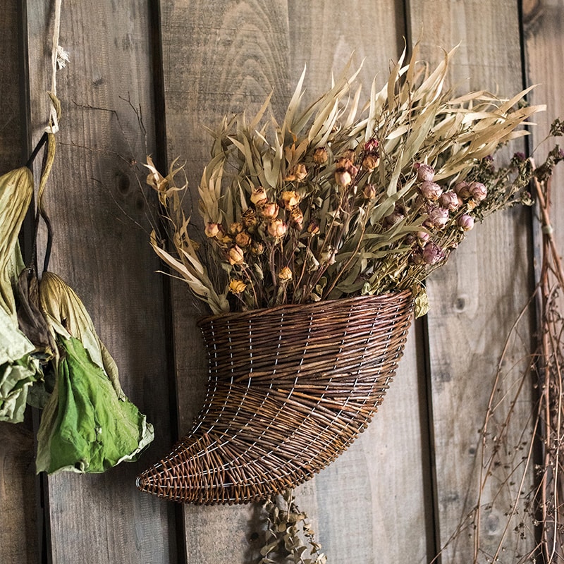 Horn Shape Willow Basket Hanging Planter