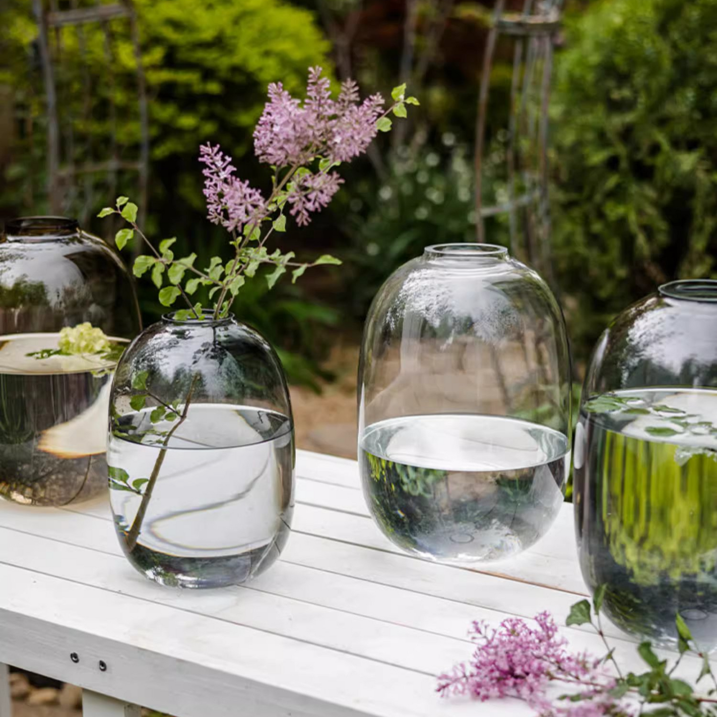 Modern Handblown Clear Glass Vase