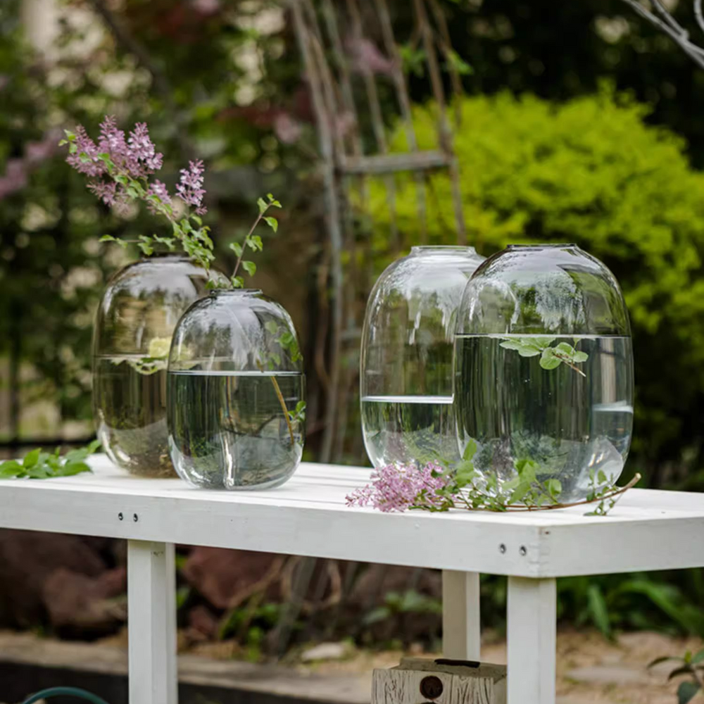 
                      
                        Modern Handblown Clear Glass Vase
                      
                    