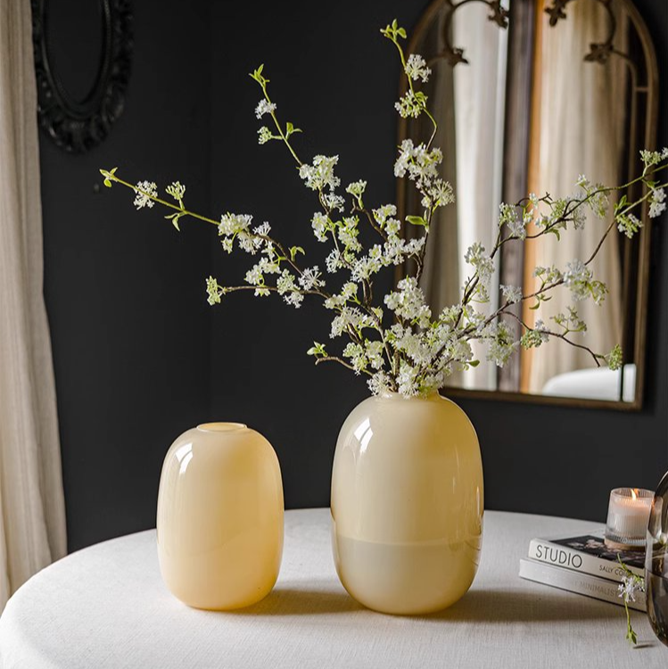 Modern Handblown Glass Vase, Yellow