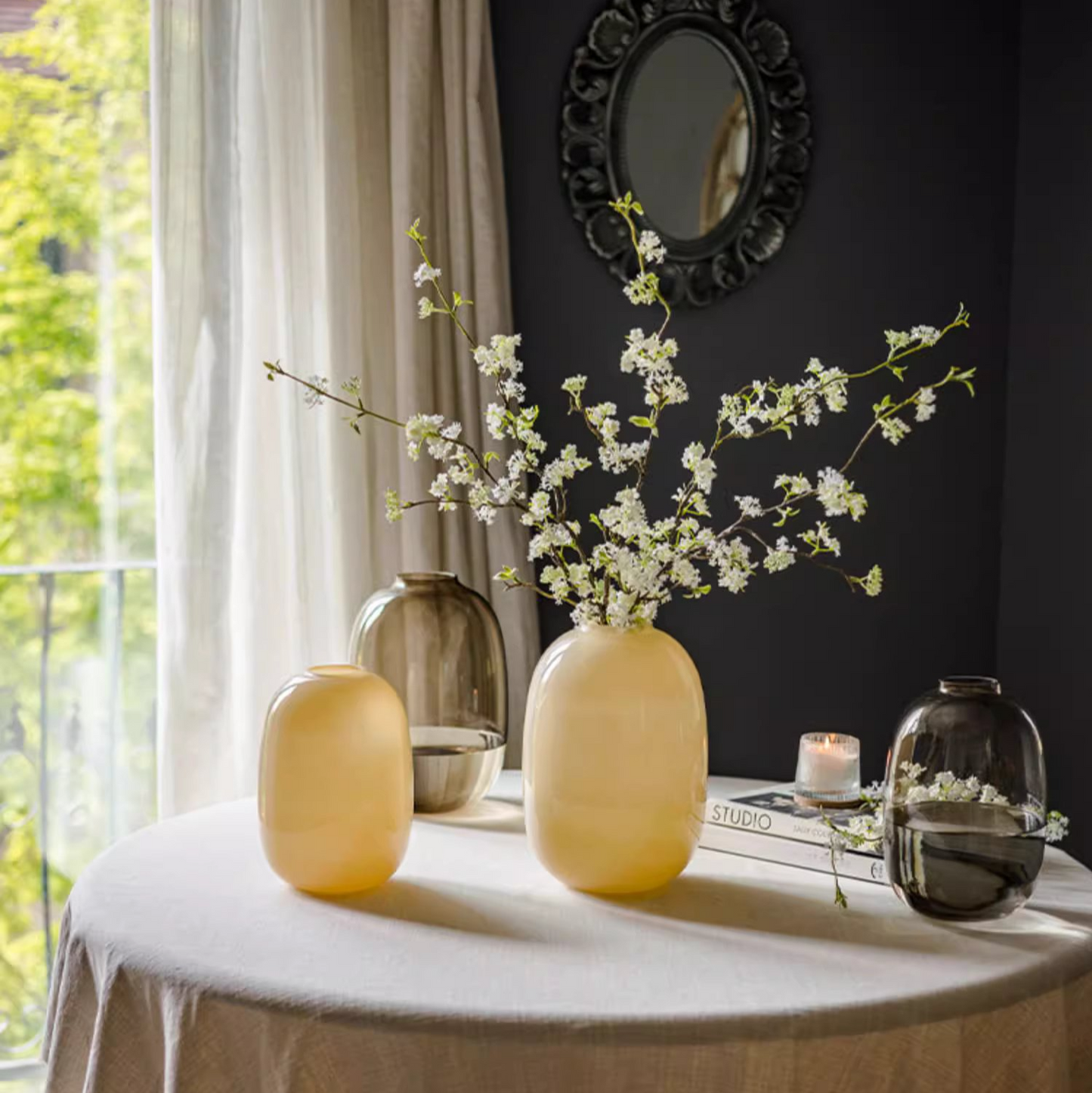 Modern Handblown Glass Vase, Yellow