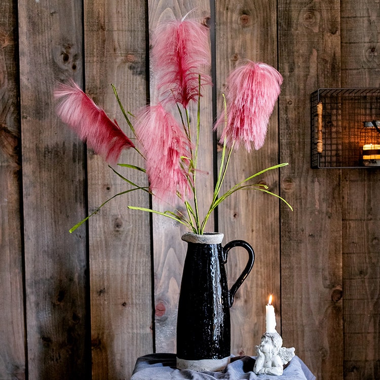 Artificial Faux Silk Pink Reed Grass Stem 45