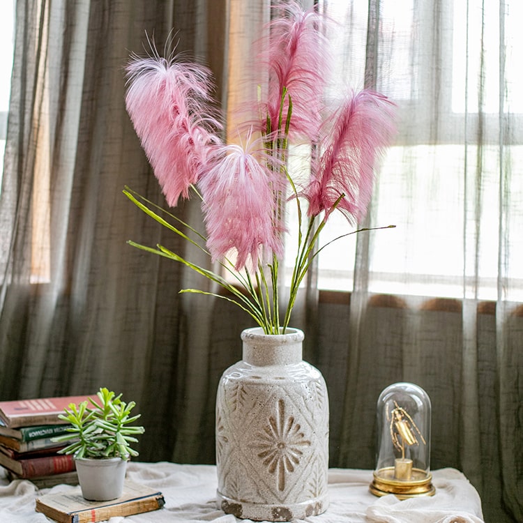 
                      
                        Artificial Faux Silk Pink Reed Grass Stem 45" Tall
                      
                    