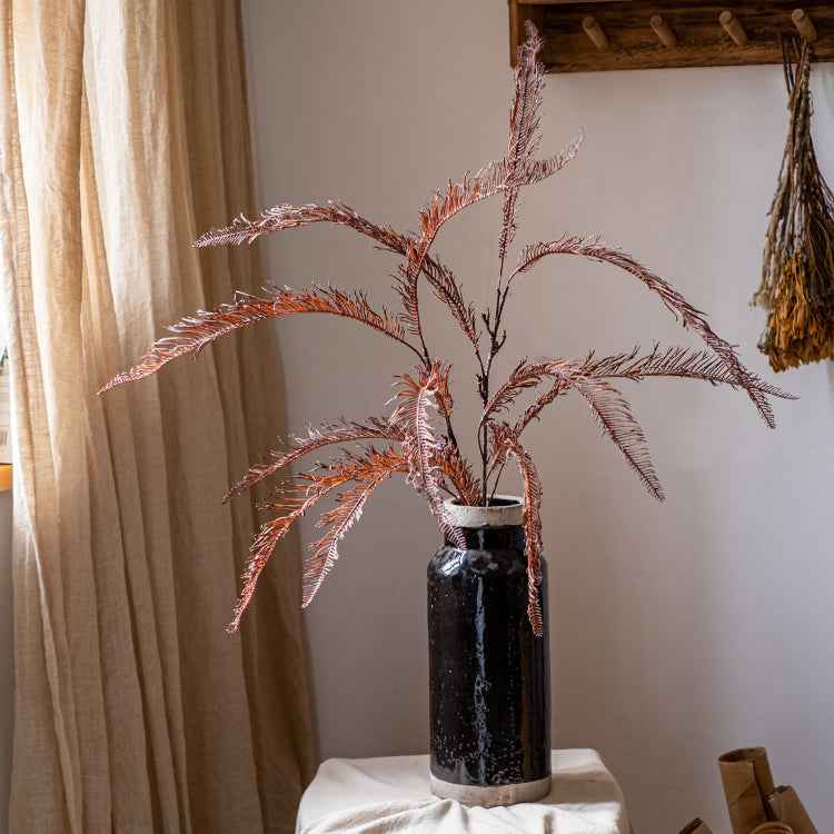 Artificial Faux Red Brown Fern Leaf Stem 48