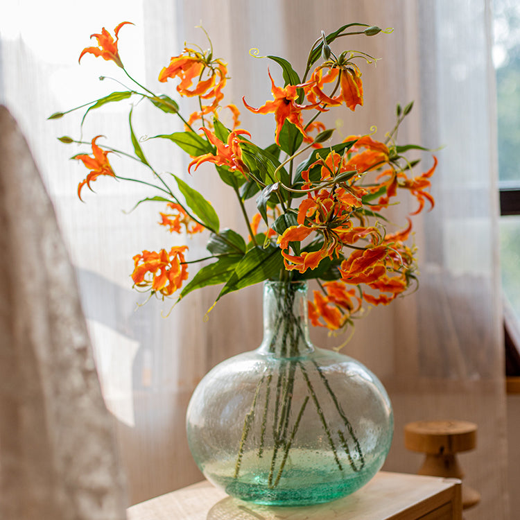 Faux Silk Flower Flame Lily Stem 29