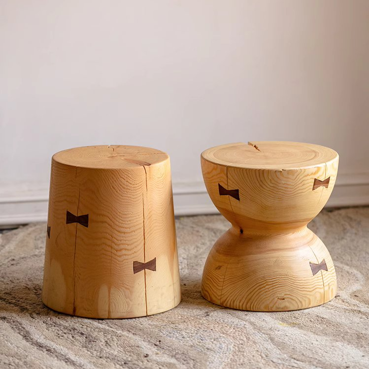 Solid Wood End Table with Black Walnut Accents